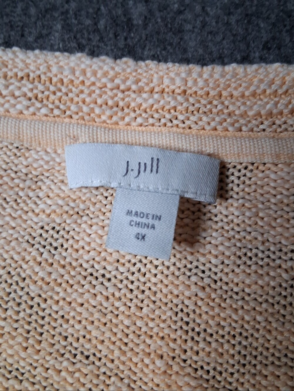 J. Jill Womens Peach 100% Cotton Knit Dolman Long Sleeve Oversized Sweater 4X - Picture 2 of 12